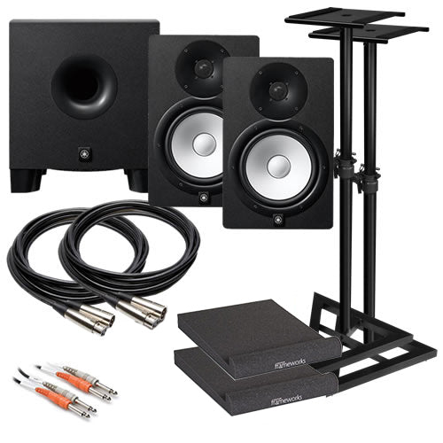Yamaha HS5 5-inch Powered Studio Monitor Pair with Stands and Cables