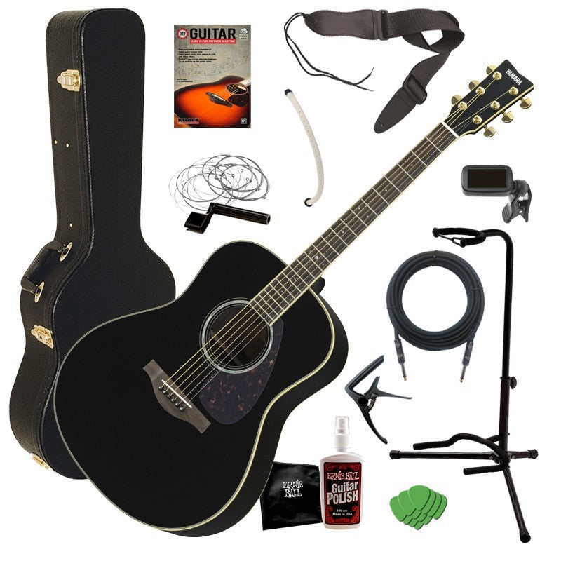 Yamaha LL6 ARE Acoustic-Electric Guitar - Black COMPLETE GUITAR BUNDLE