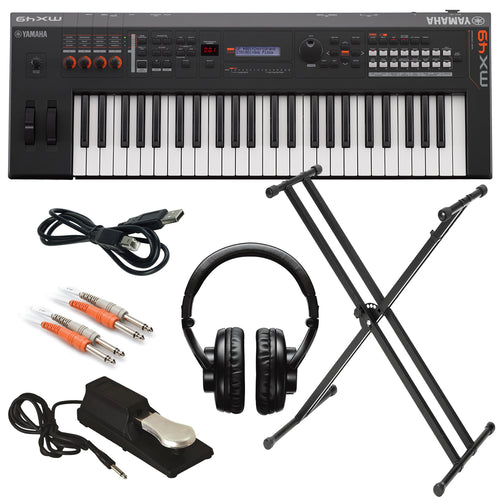 Yamaha MX49 Music Synthesizer - Black KEY ESSENTIALS BUNDLE