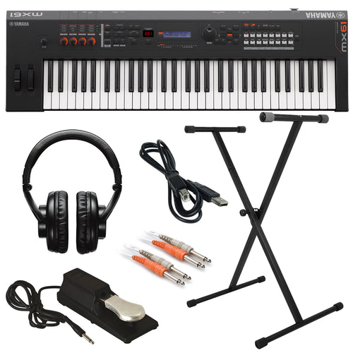Yamaha MX61 Music Synthesizer - Black KEY ESSENTIALS BUNDLE
