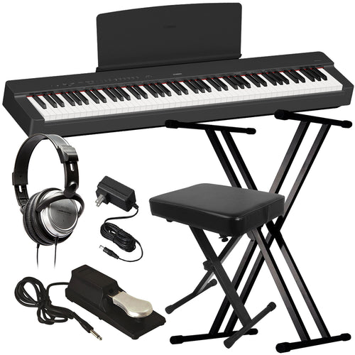 Yamaha P-225 Digital Piano - Black KEY ESSENTIALS BUNDLE