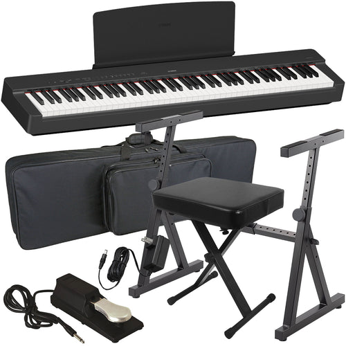 Yamaha P-225 Digital Piano - Black STAGE ESSENTIALS BUNDLE