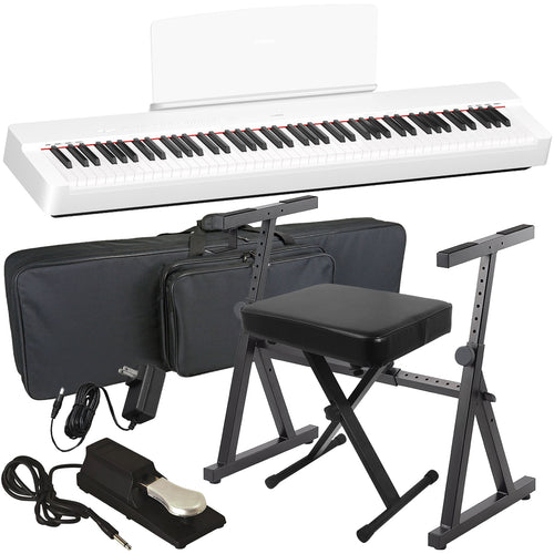 Yamaha P-225 Digital Piano - White STAGE ESSENTIALS BUNDLE
