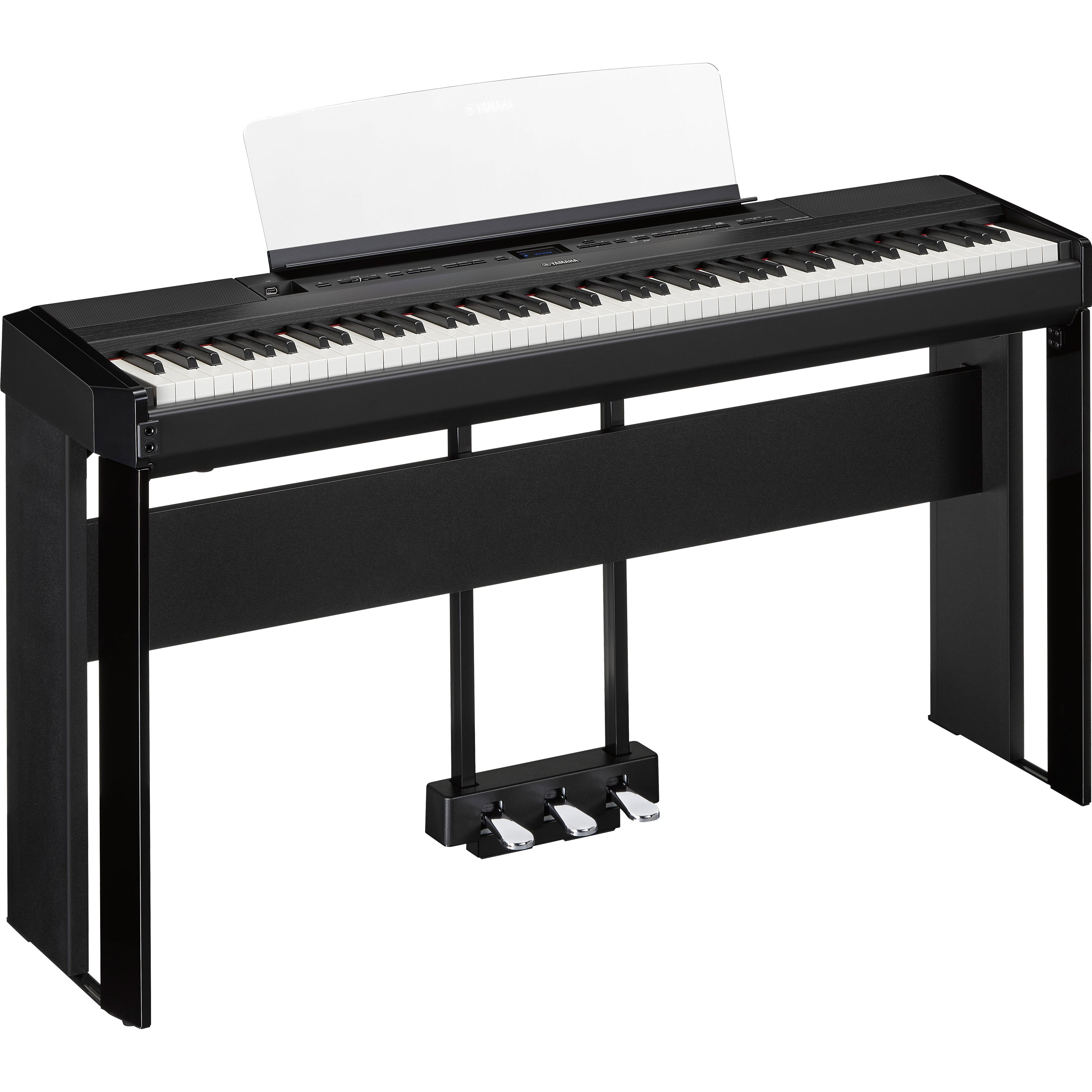 Yamaha P-525B Digital Piano with L-515B Stand and LP-1B Triple Pedal - Black