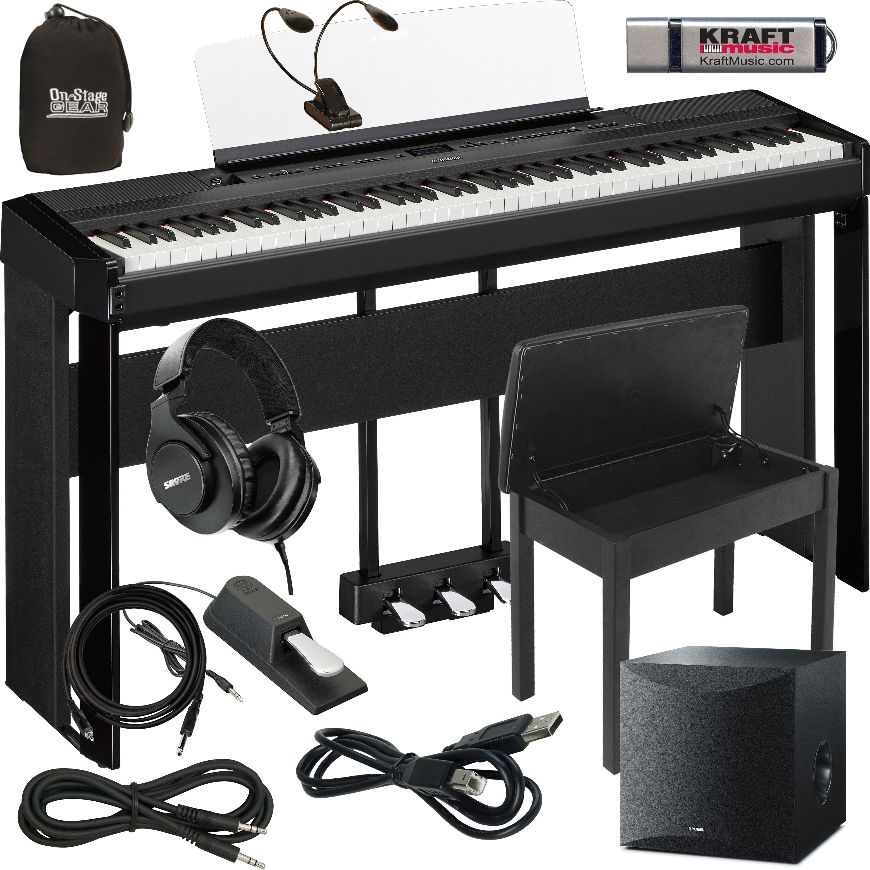 Yamaha P-525 88-key Digital Piano with Speakers - Black