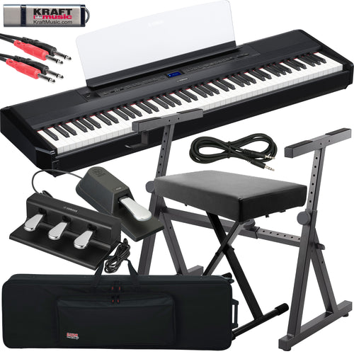 Yamaha P-525 Digital Piano - Black STAGE ESSENTIALS BUNDLE