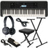 Collage of the Yamaha PSRE383 Portable Keyboard with Power Adapter COMPLETE HOME BUNDLE
