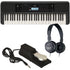 Collage of the Yamaha PSRE383 Portable Keyboard with Power Adapter KEY ESSENTIALS BUNDLE