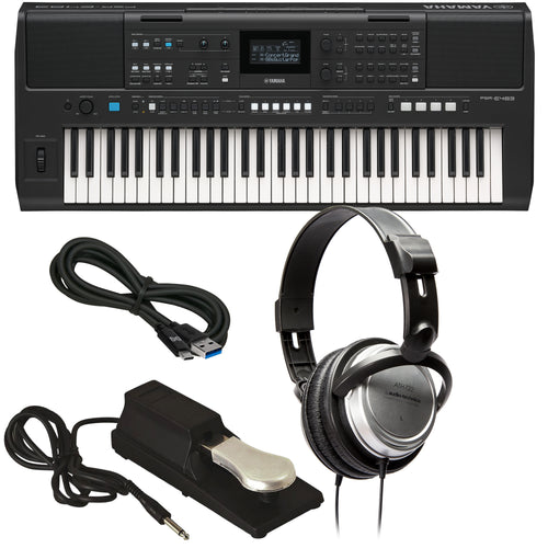 Yamaha PSRE483 61-Note Portable Keyboard BONUS PAK