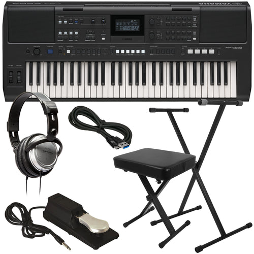 Yamaha PSRE583 61-Note Portable Keyboard KEY ESSENTIALS BUNDLE