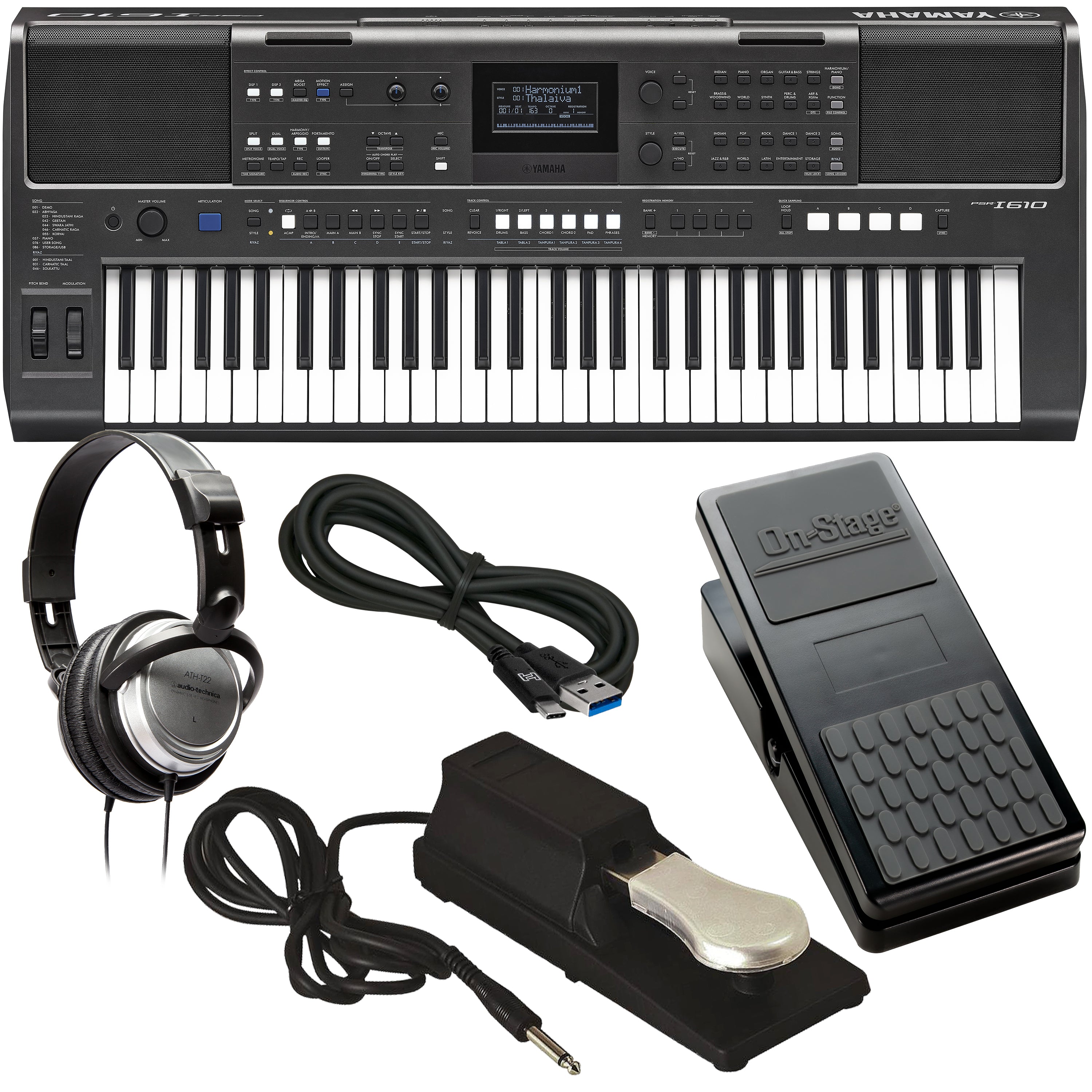 Yamaha PSR-I610 Portable Keyboard for Indian Music BONUS PAK