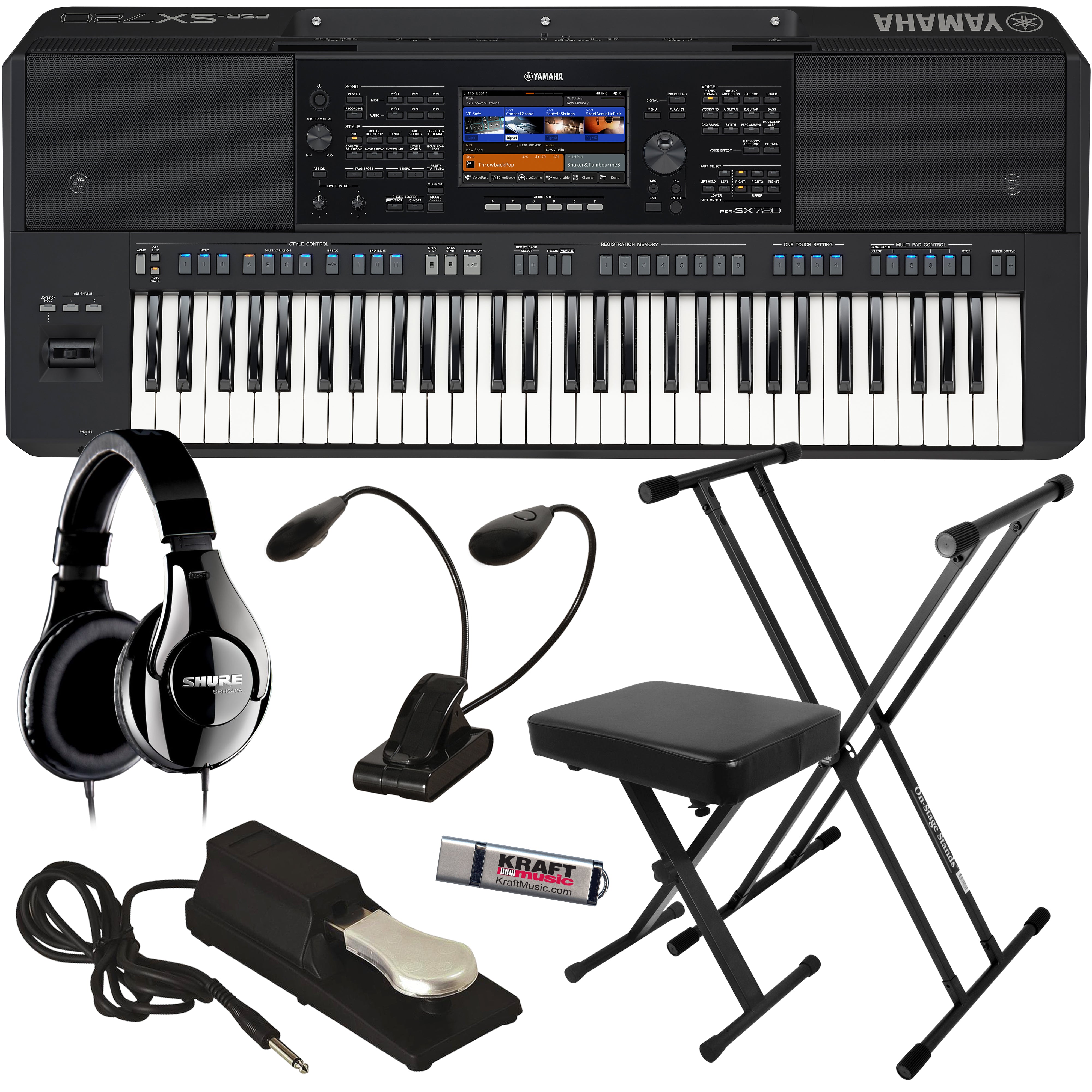 Yamaha PSR-SX720 61-key Arranger Keyboard KEY ESSENTIALS BUNDLE