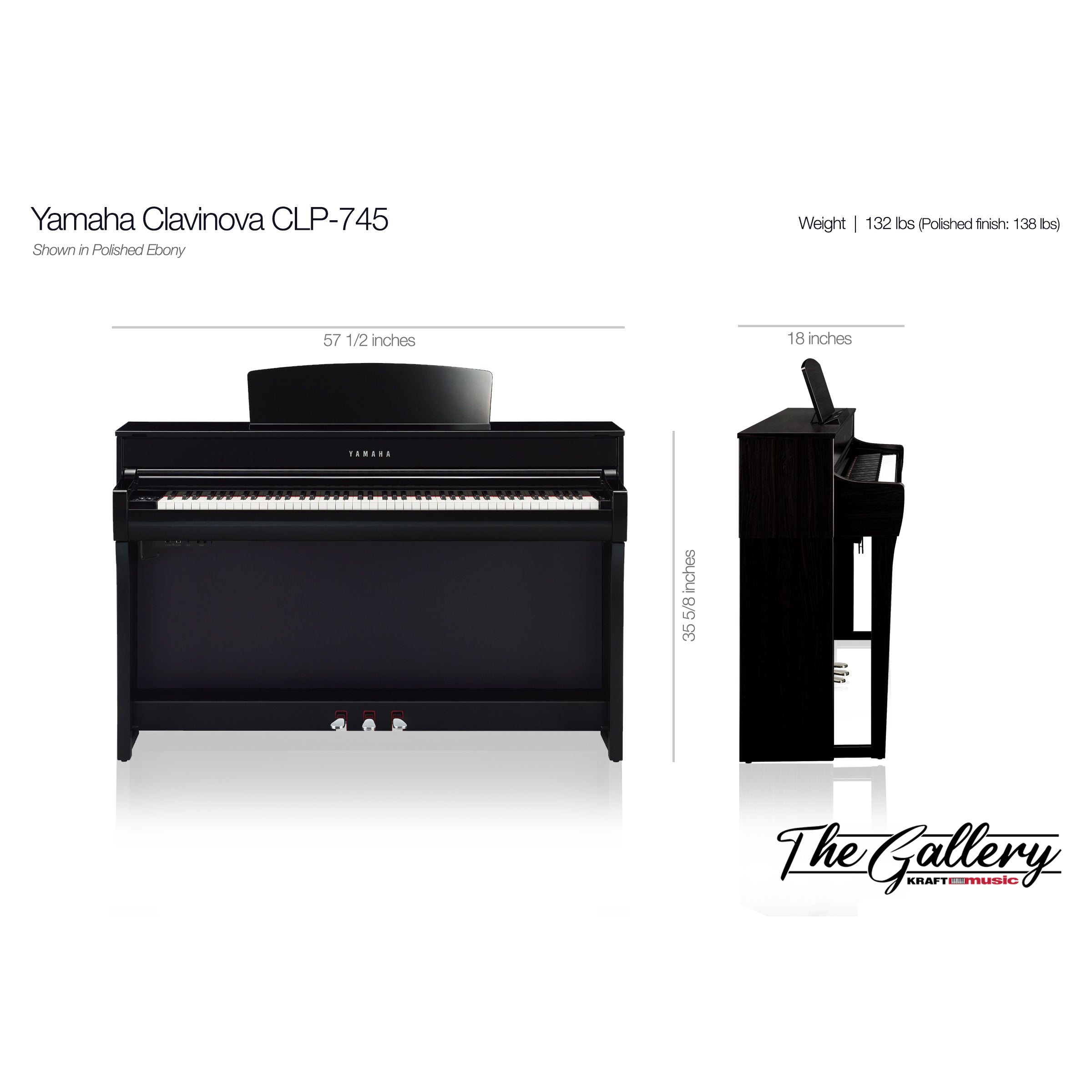 Yamaha Clavinova CLP-745 Digital Piano - Dark Walnut