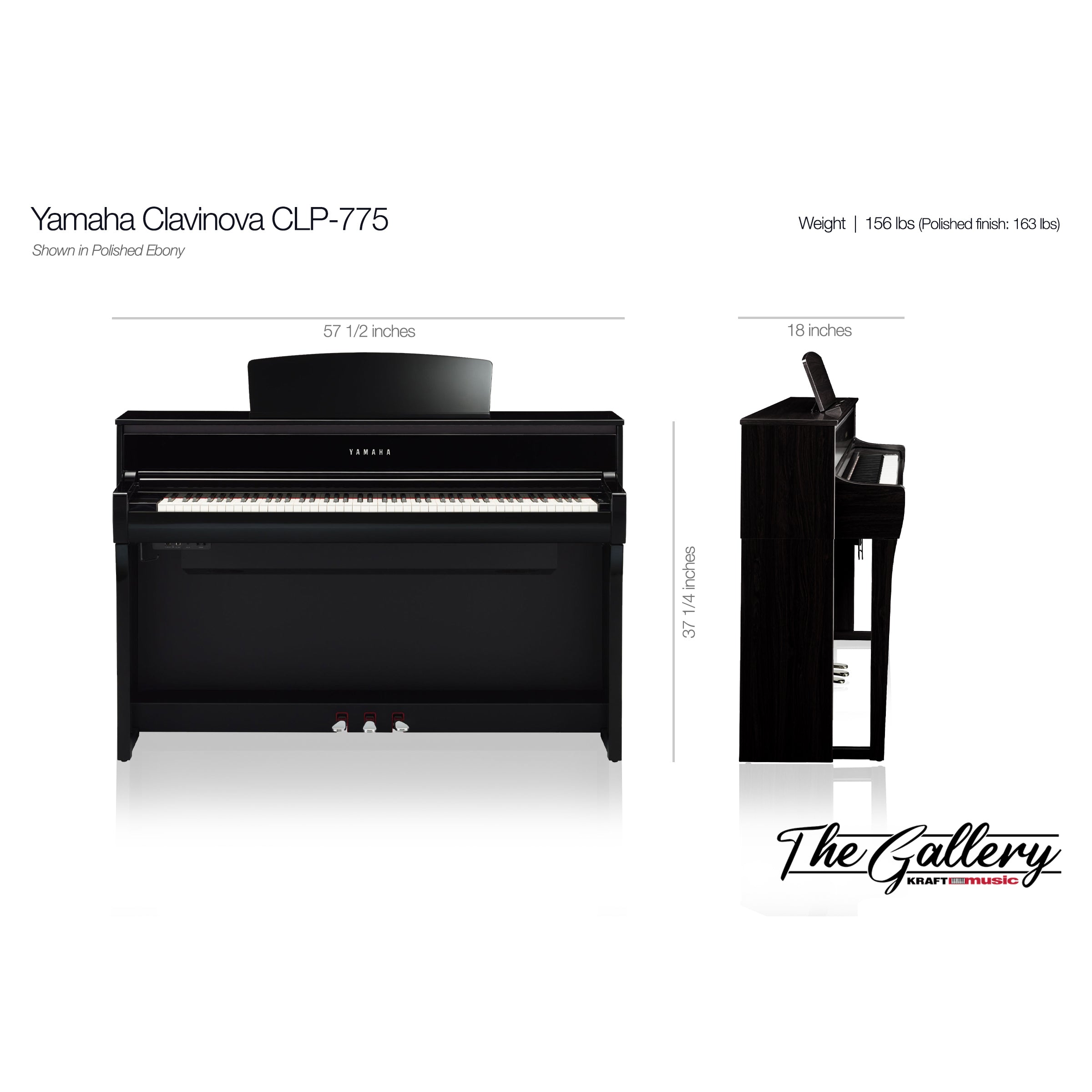 Yamaha Clavinova CLP-775 Digital Piano - Dark Walnut – Kraft Music