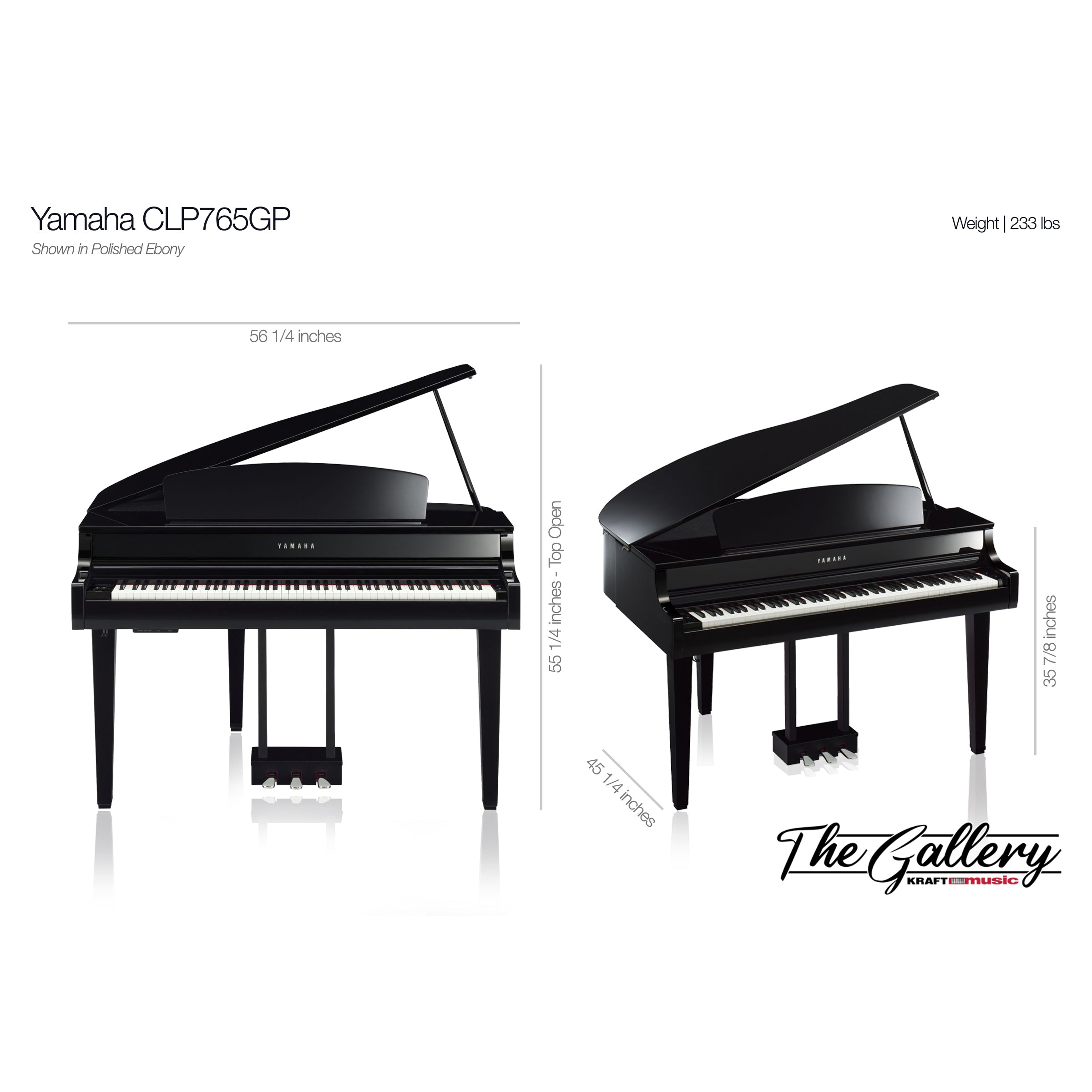 Yamaha Clavinova CLP-765GP Digital Piano - Polished Ebony – Kraft Music