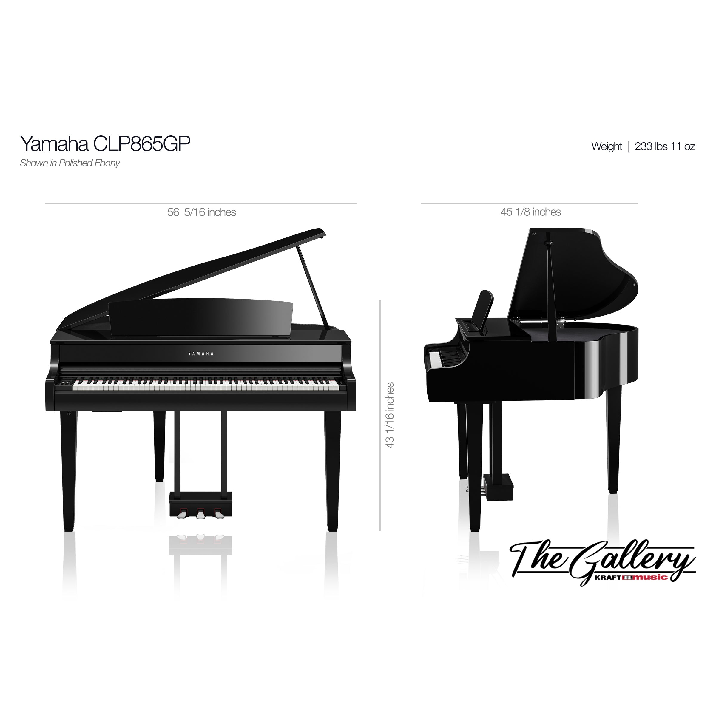 Yamaha Clavinova CLP-865GP Digital Grand Piano - Polished White