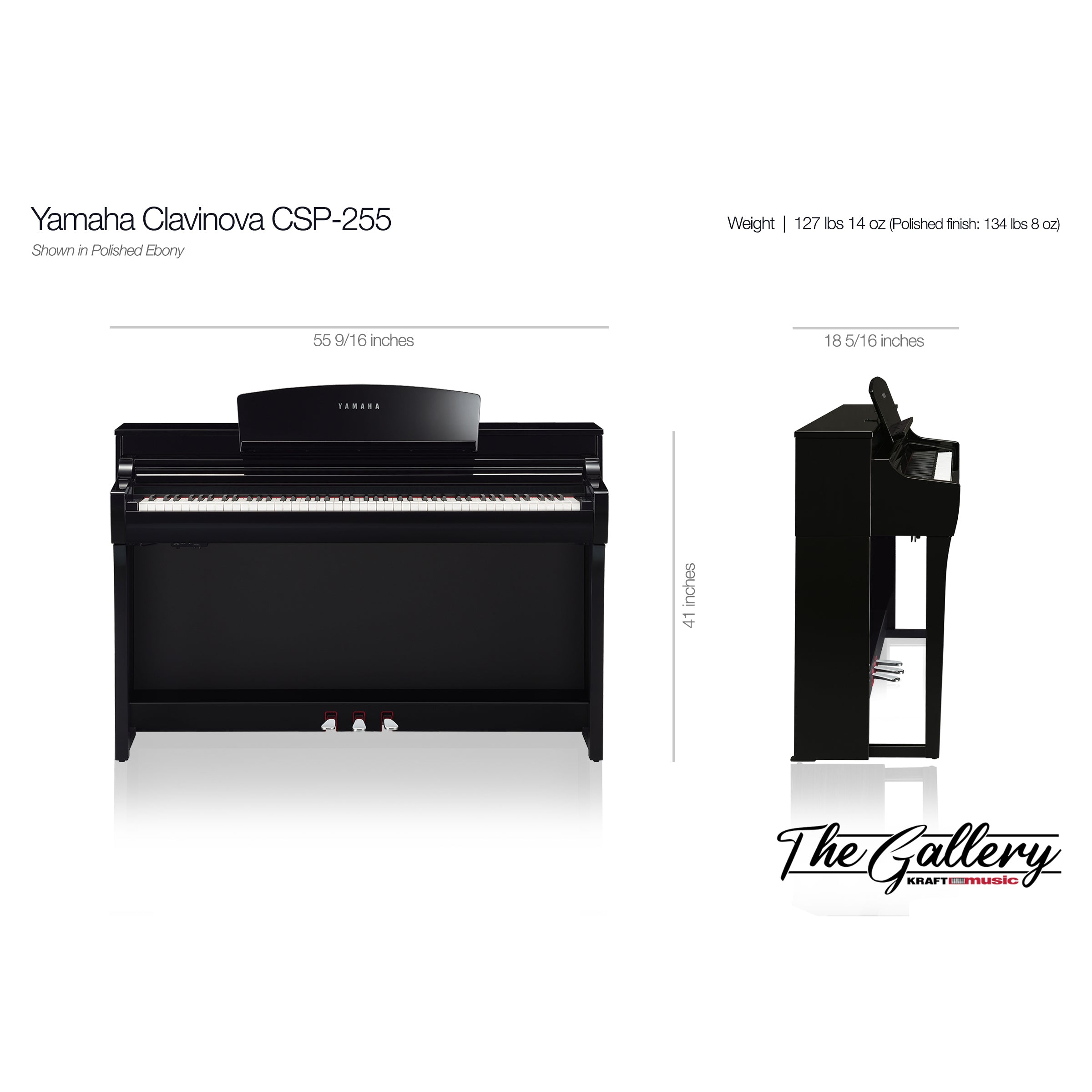 Yamaha Clavinova CSP-255 Digital Piano - Polished Ebony – Kraft Music