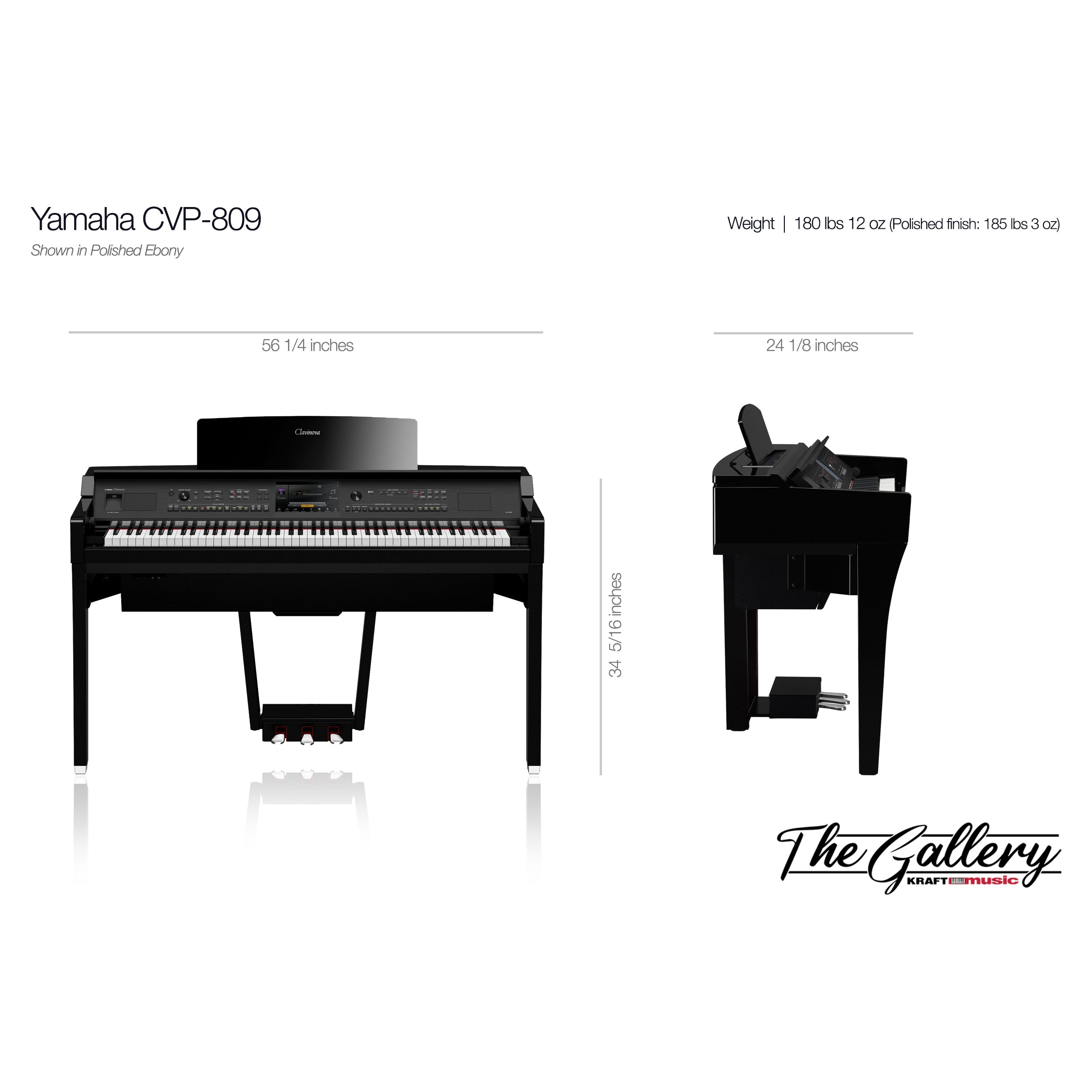 Yamaha Clavinova CVP-809 Digital Piano - Matte Black – Kraft Music