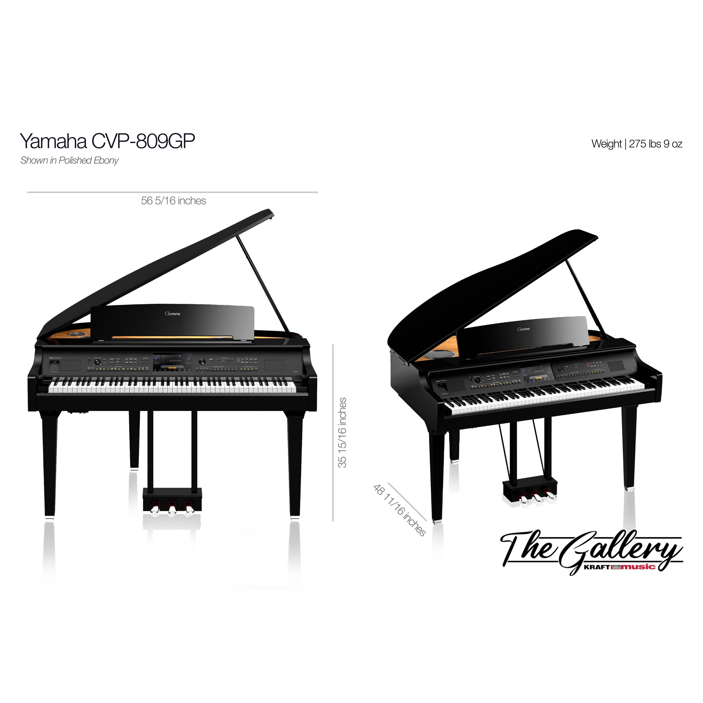 Yamaha Clavinova CVP-809GP Digital Grand Piano - Polished Ebony – Kraft  Music