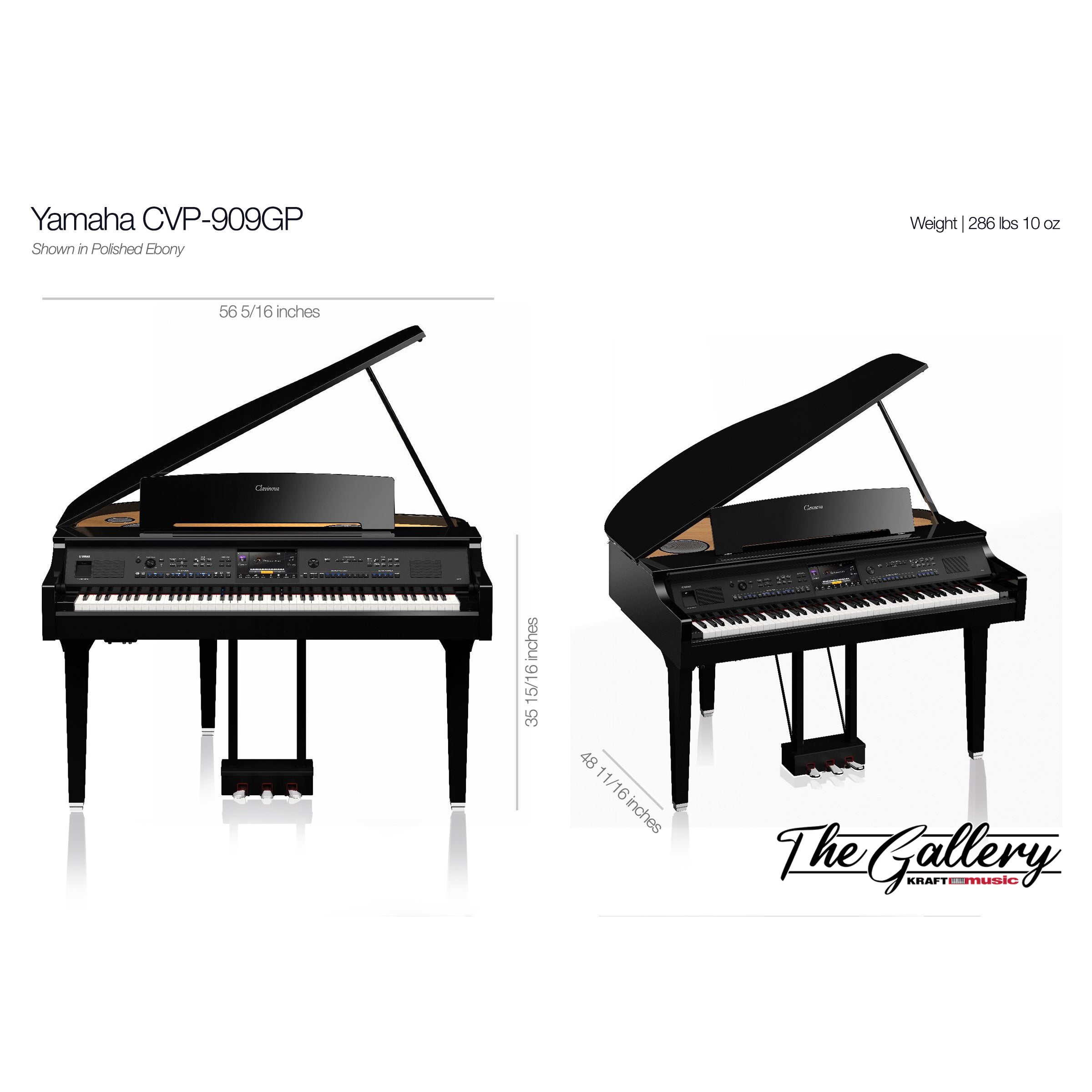 Yamaha Clavinova CVP-909GP Digital Grand Piano - Dimensions