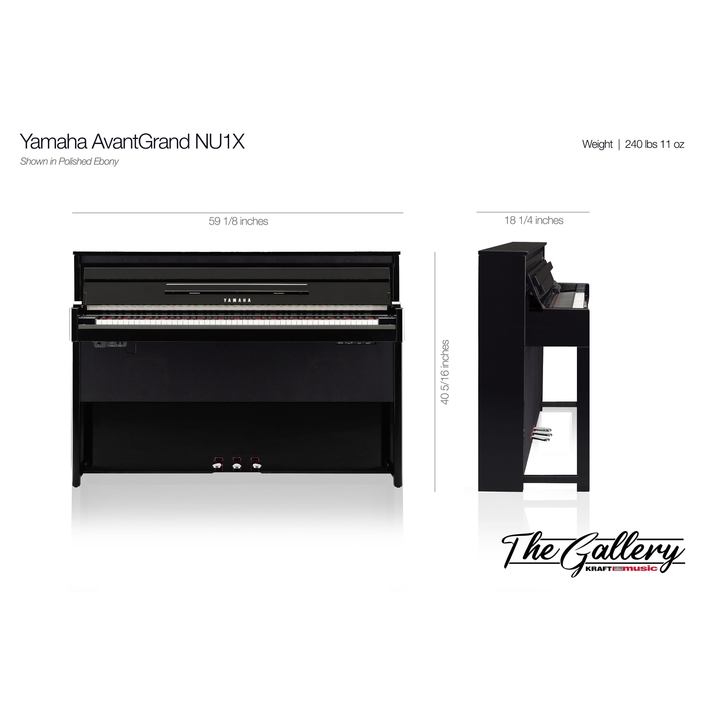 Yamaha AvantGrand NU1X Hybrid Piano - Polished White – Kraft Music