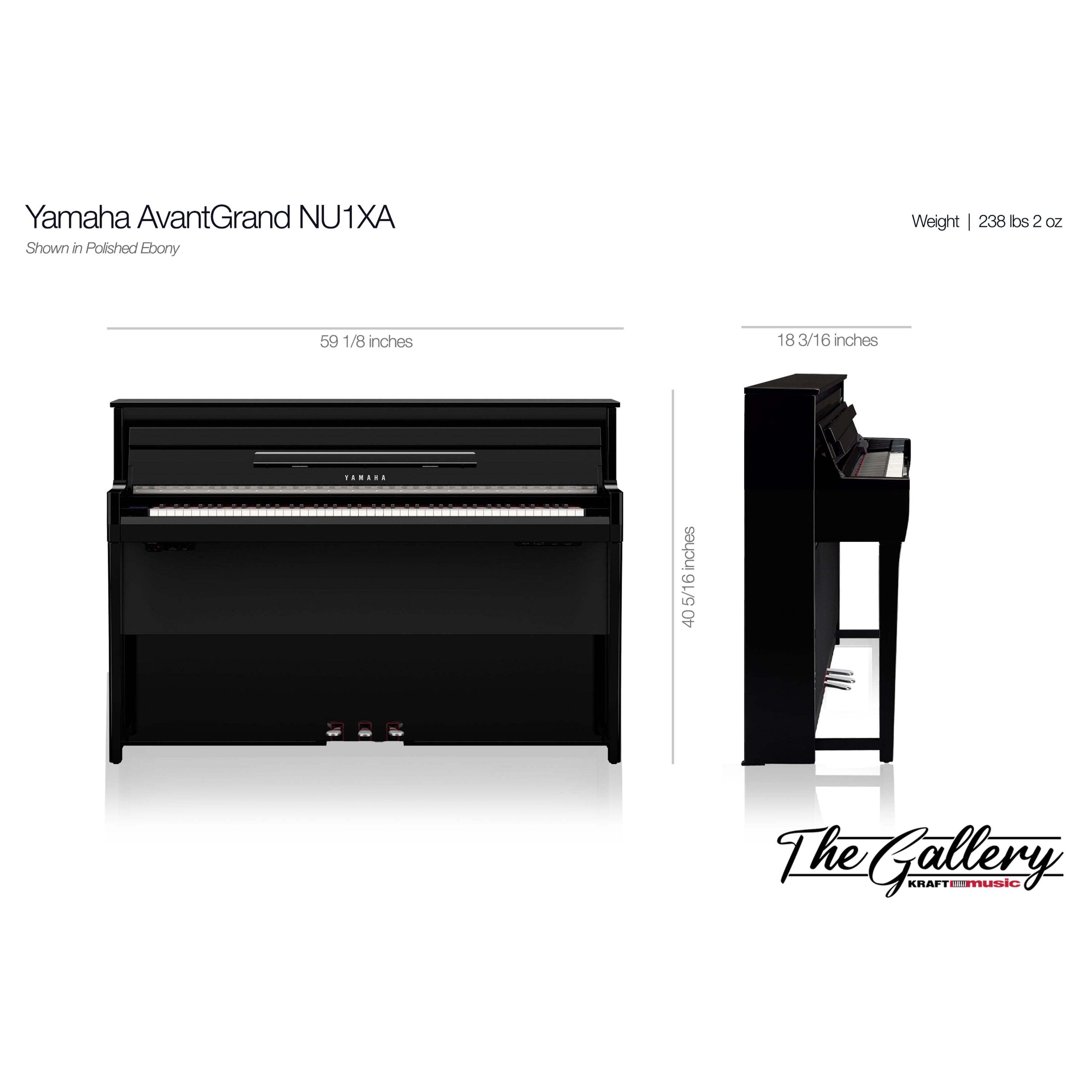 Yamaha AvantGrand NU1XA Hybrid Piano - Dimensions