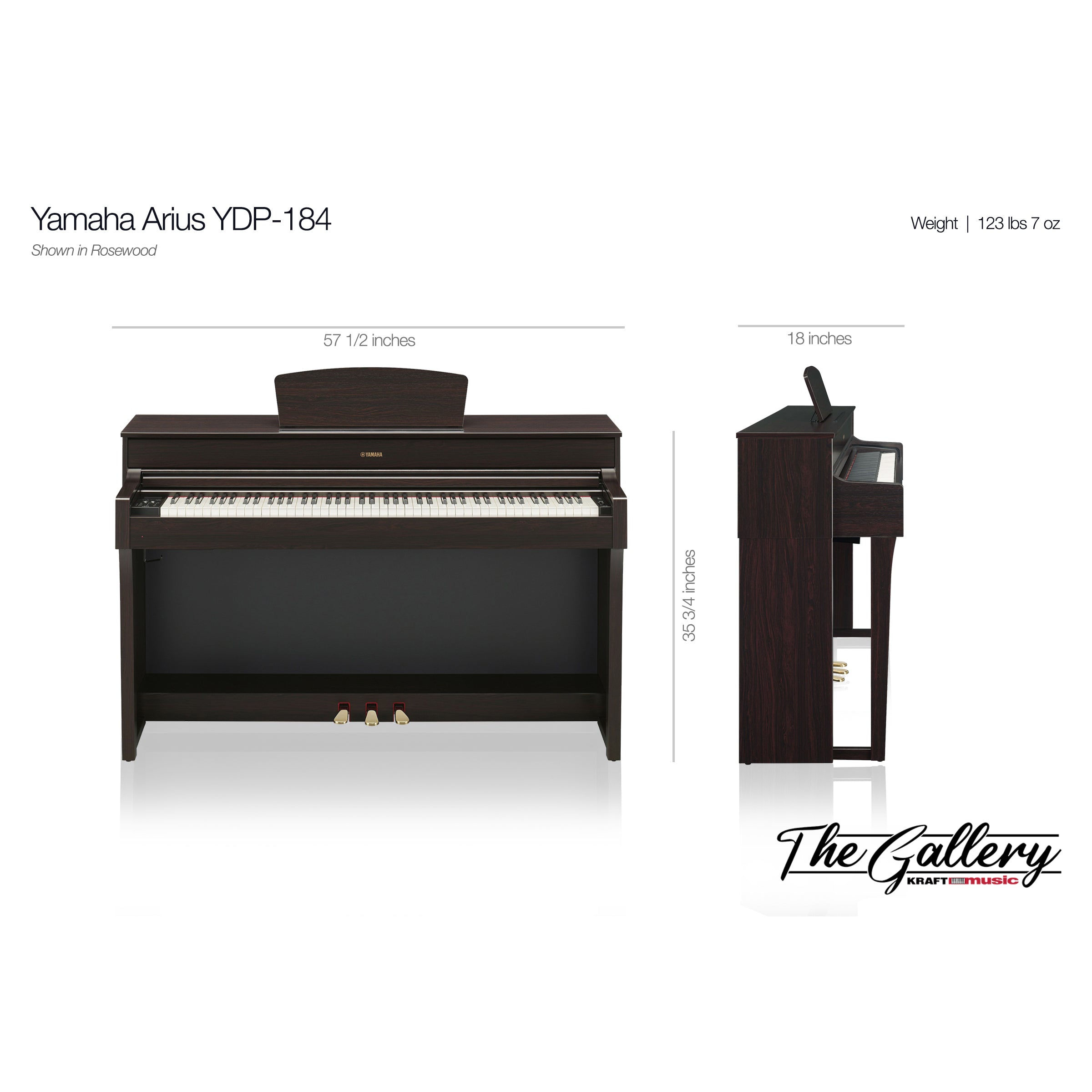  Yamaha YDP184 Arius Series Console Digital Piano with Bench,  Dark Rosewood : Musical Instruments