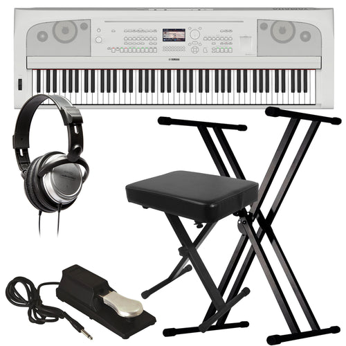 Yamaha DGX-670 Portable Grand Digital Piano - White KEY ESSENTIALS BUNDLE