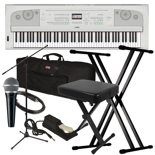 Yamaha DGX-670 Portable Grand Digital Piano - White STAGE ESSENTIALS BUNDLE