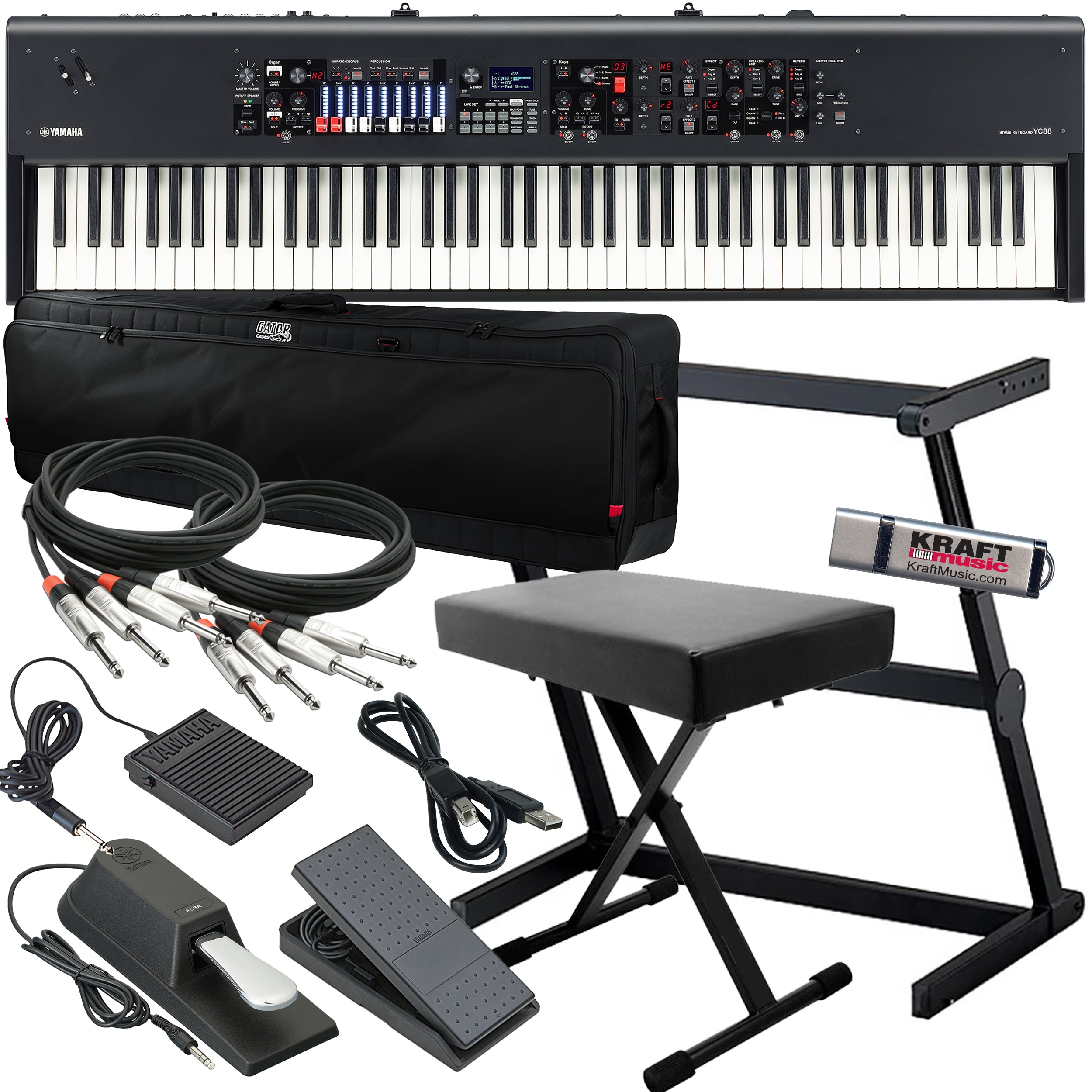 Yamaha YC88 88-Key Stage Keyboard and Organ STAGE RIG – Kraft Music