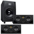 Collage of everything included in the ADAM Audio A77H 2x7" Active Studio Monitor Speaker SUB BUNDLE