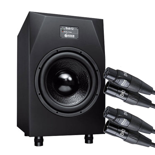 Collage of everything included in the Adam Audio Sub12 12" Powered Subwoofer CABLE KIT