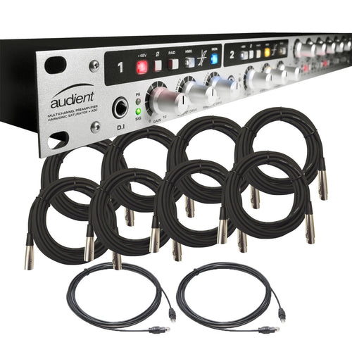 Collage showing components in Audient ASP800 8-Channel Mic Preamp CABLE KIT