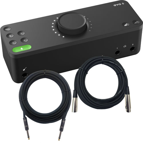 Collage showing components in Audient Evo 8 4in/4out USB-C Audio Interface CABLE KIT