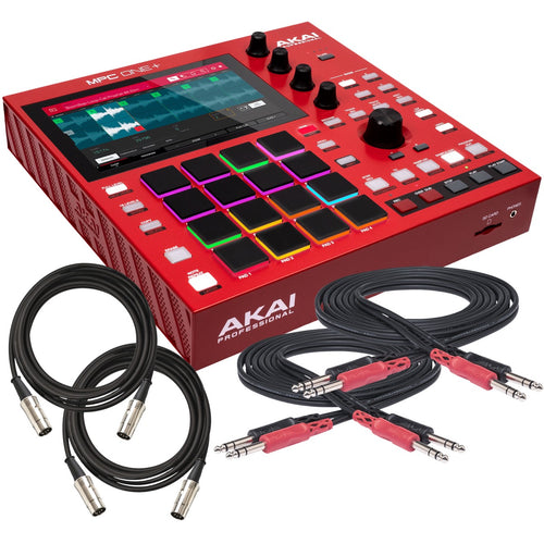 Collage showing components in Akai Professional MPC One+ Standalone Music Production Center CABLE KIT