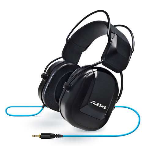 Left angle view of the Alesis DRP100 Electronic Drum Reference Headphones with cable