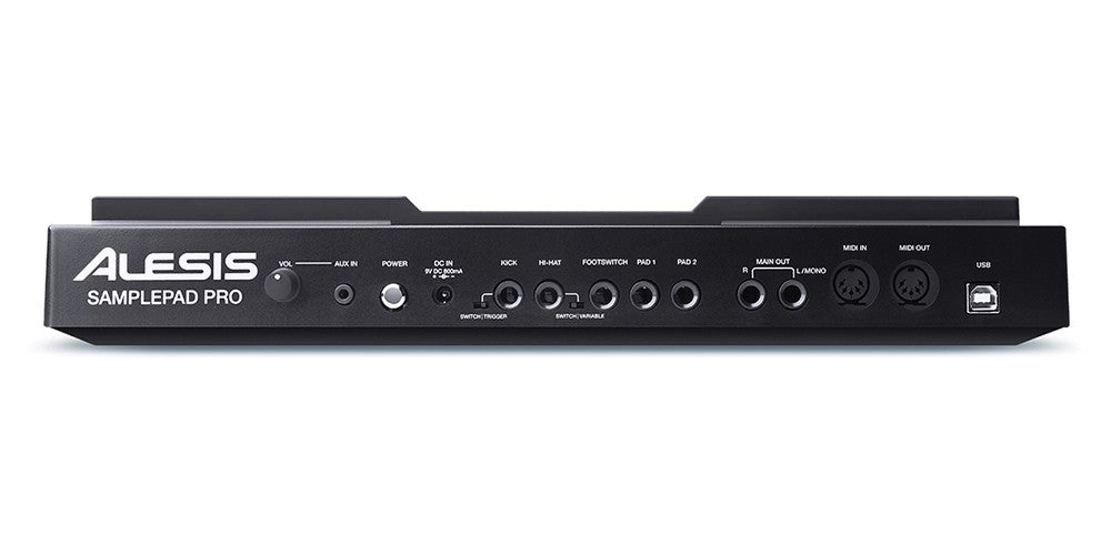 Rear panel view of the Alesis SamplePad Pro 8-Pad Percussion and Sample-Triggering Instrument