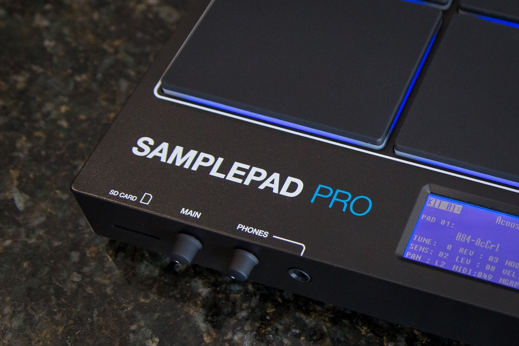 Image of the Alesis SamplePad Pro close up view of main controls