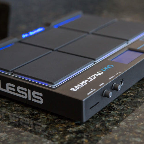 Right slanted angle view of the Alesis SamplePad Pro