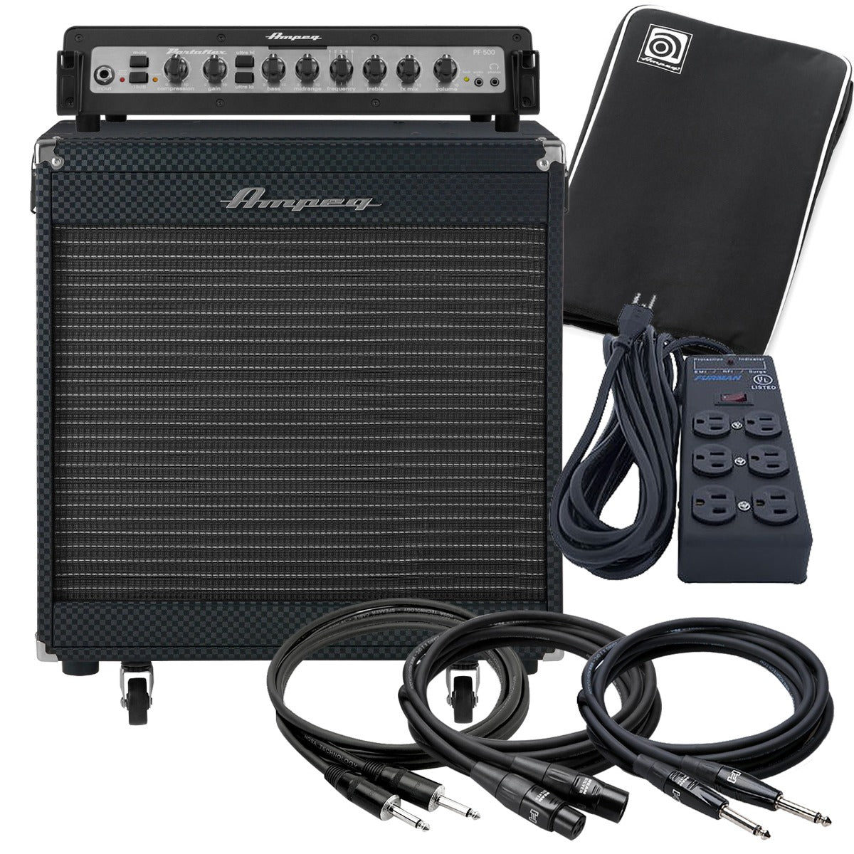 Ampeg PF-500 Portaflex Bass Amp Head with PF-210HE Cabinet STAGE RIG