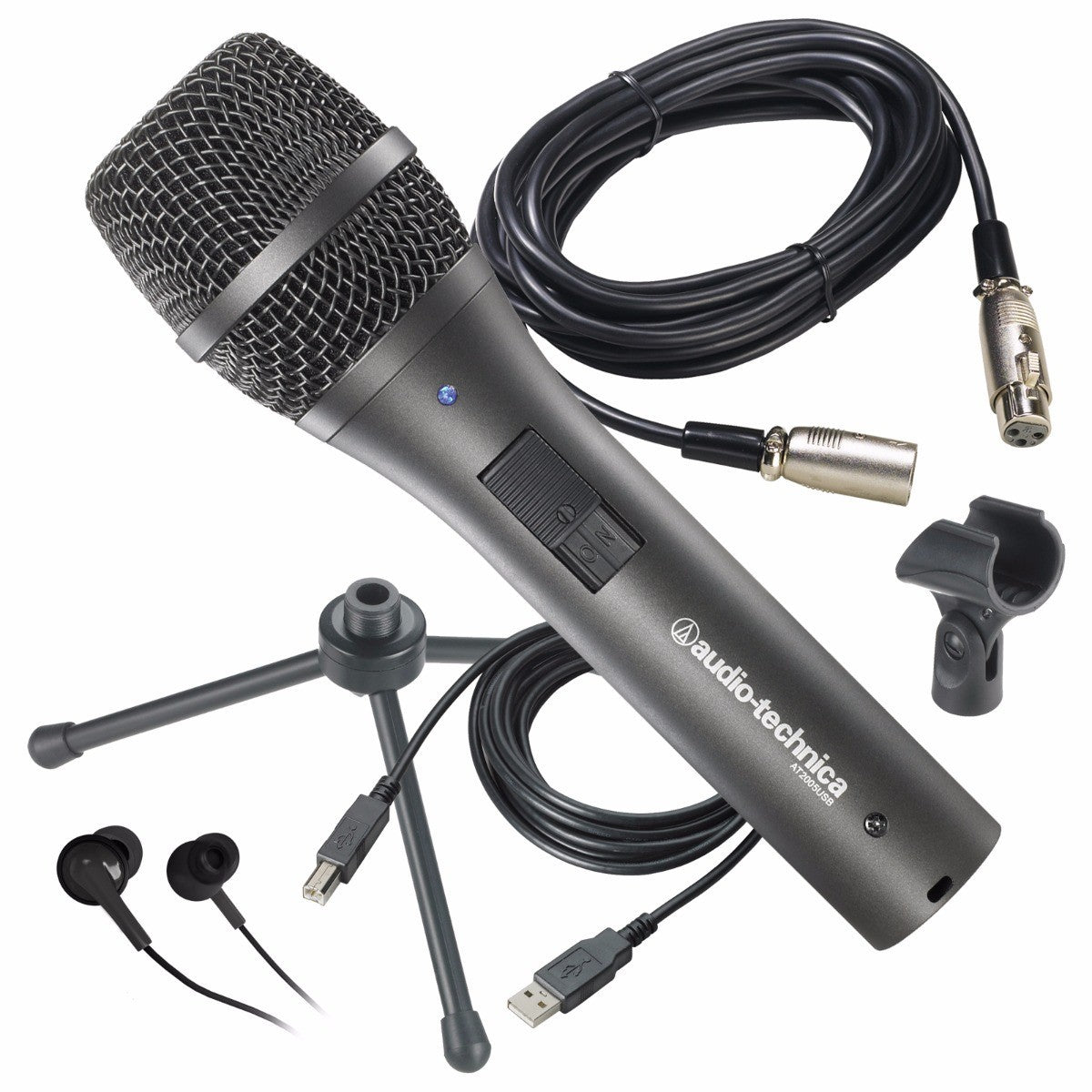 Audio-Technica AT2005USB Cardioid Dynamic USB/XLR Microphone BONUS PAK –  Kraft Music