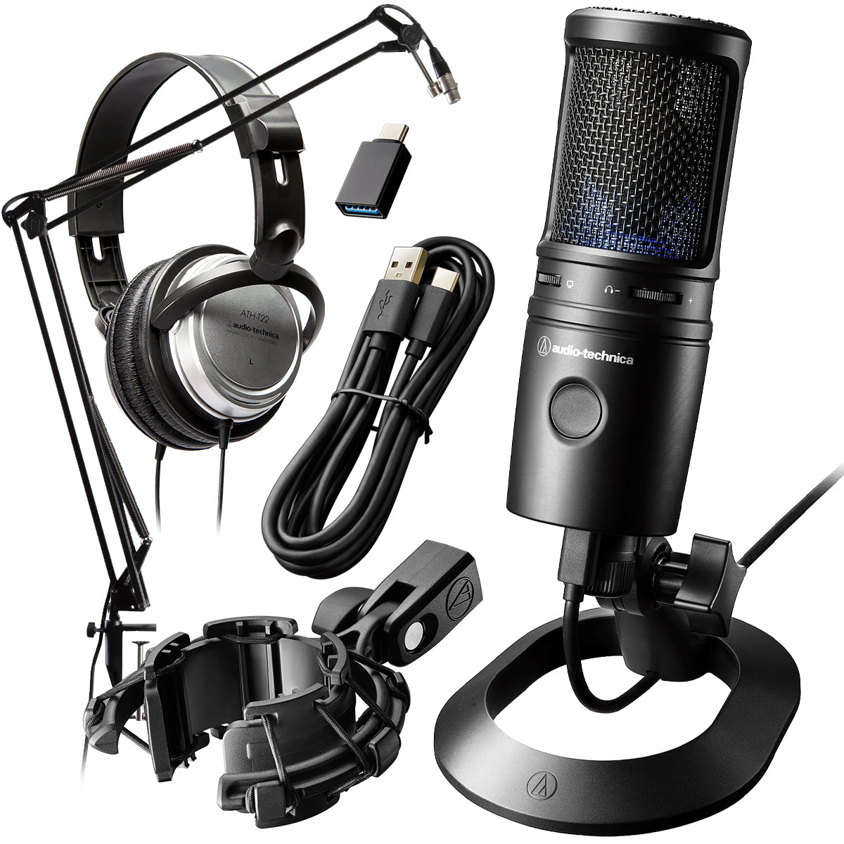 Audio Technica AT2020USB-X USB condenser mic PODCAST PAK