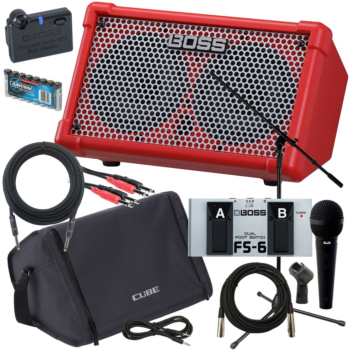 Boss Cube Street II Battery-Powered Stereo Amplifier - Red STAGE RIG