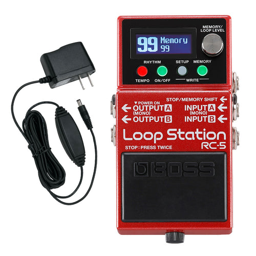 Bundle collage image of Boss RC-5 Loop Station Pedal POWER KIT bundle