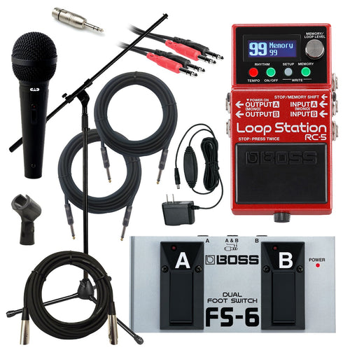Bundle collage image of Boss RC-5 Loop Station Pedal STAGE RIG bundle