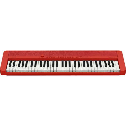 Perspective view of Casio Casiotone CT-S1 Portable Keyboard - Red showing top and front
