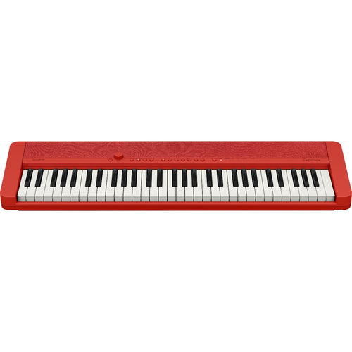 Perspective view of Casio Casiotone CT-S1 Portable Keyboard - Red showing top and front