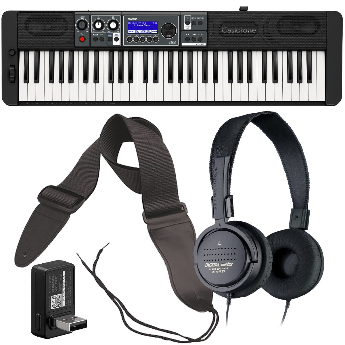 Casio CT-S200 61-Key Portable Keyboard Value Kit with Stand, Pedal, and  Headphones (Black)