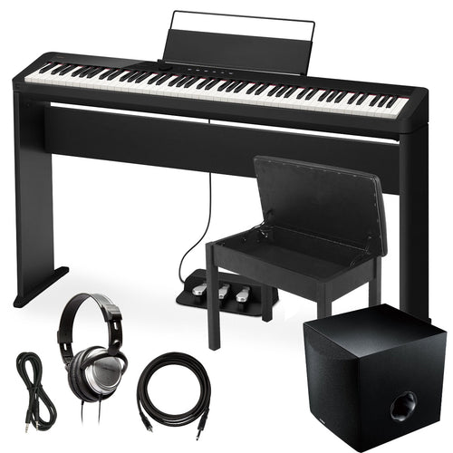 Collage image of the Casio Privia PX-S1100 Digital Piano - Black COMPLETE HOME BUNDLE PLUS bundle