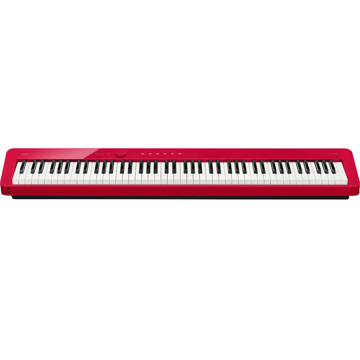 Perspective view of Casio Privia PX-S1100 Digital Piano - Red showing top and front